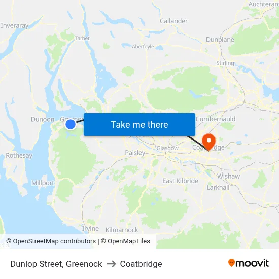 Dunlop Street, Greenock to Coatbridge map