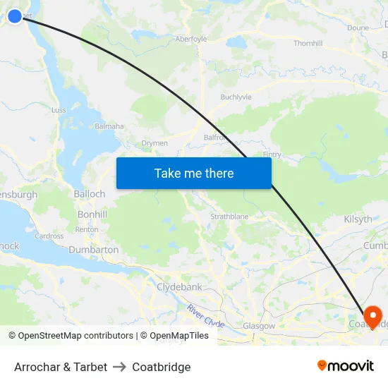 Arrochar & Tarbet to Coatbridge map