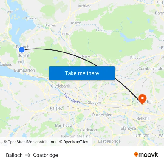 Balloch to Coatbridge map