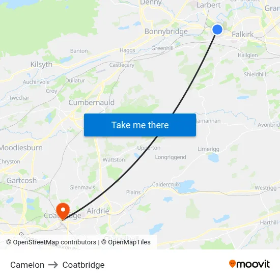 Camelon to Coatbridge map