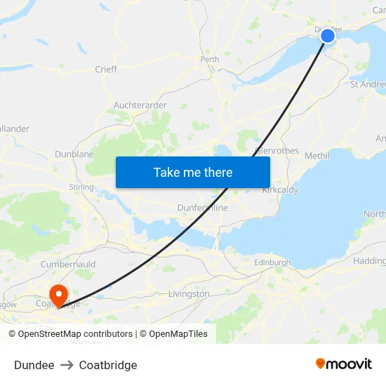 Dundee to Coatbridge map