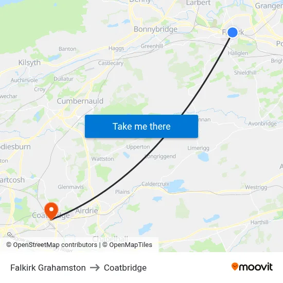 Falkirk Grahamston to Coatbridge map