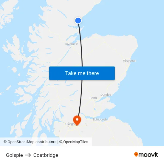 Golspie to Coatbridge map