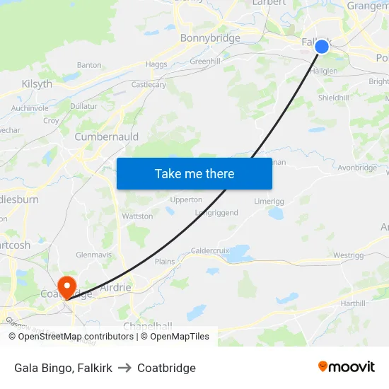 Gala Bingo, Falkirk to Coatbridge map