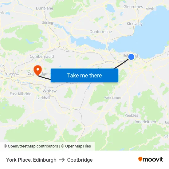 York Place, Edinburgh to Coatbridge map