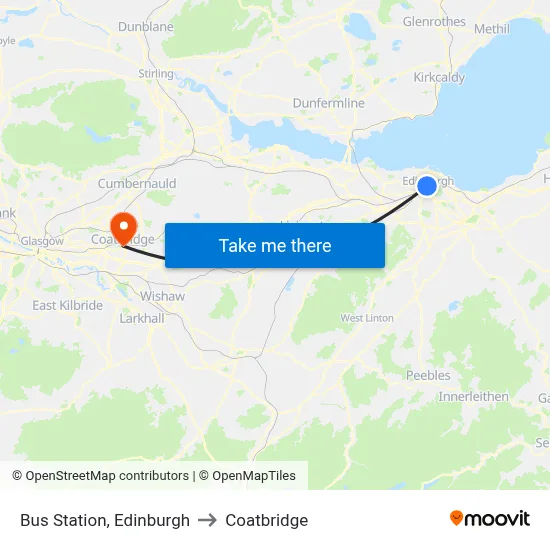Bus Station, Edinburgh to Coatbridge map