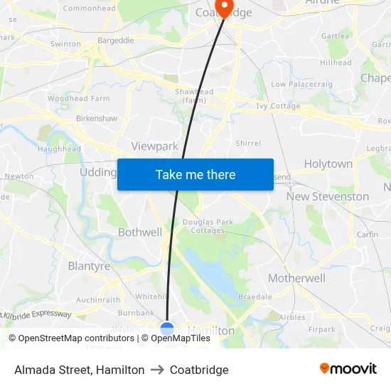 Almada Street, Hamilton to Coatbridge map