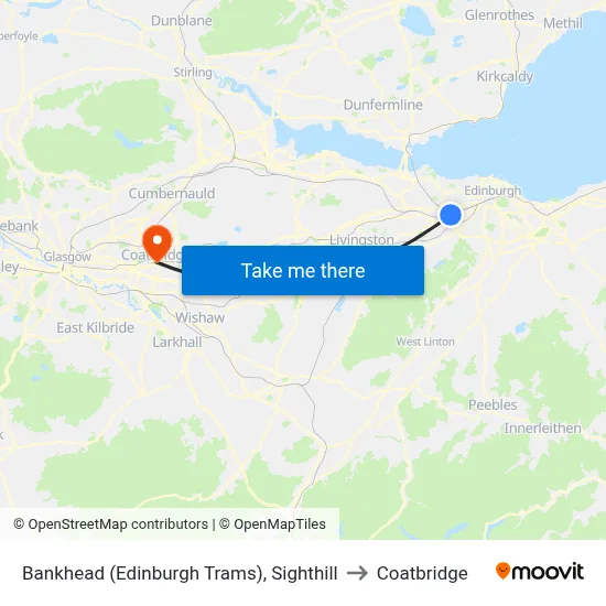 Bankhead (Edinburgh Trams), Sighthill to Coatbridge map