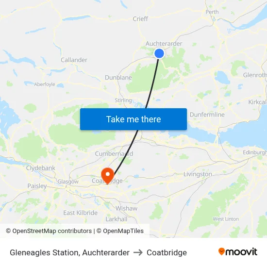 Gleneagles Station, Auchterarder to Coatbridge map