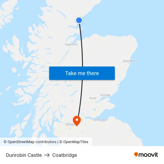 Dunrobin Castle to Coatbridge map