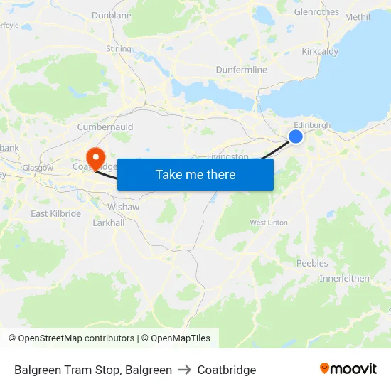 Balgreen Tram Stop, Balgreen to Coatbridge map