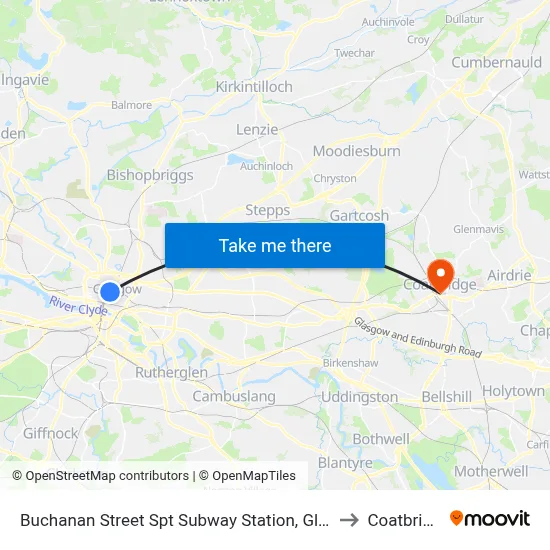 Buchanan Street Spt Subway Station, Glasgow to Coatbridge map