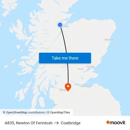 A835, Newton Of Ferintosh to Coatbridge map