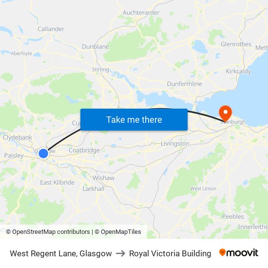 West Regent Lane, Glasgow to Royal Victoria Building map