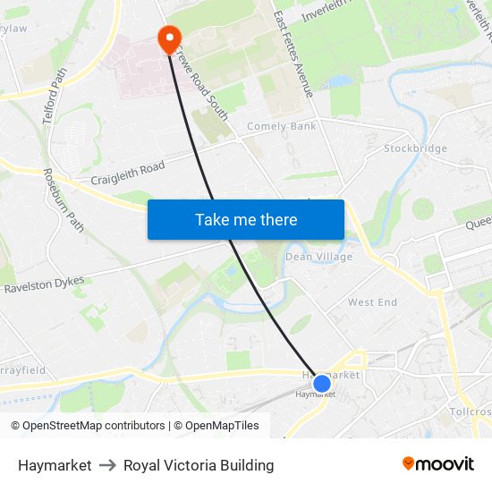 Haymarket to Royal Victoria Building map