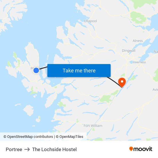 Portree to The Lochside Hostel map