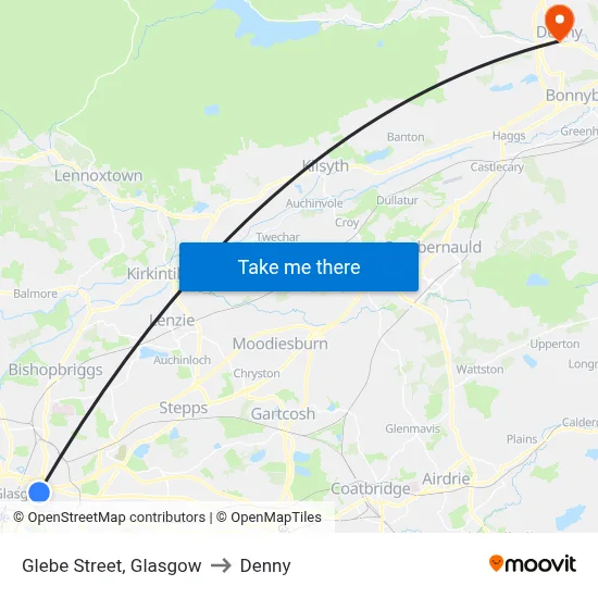 Glebe Street, Glasgow to Denny map