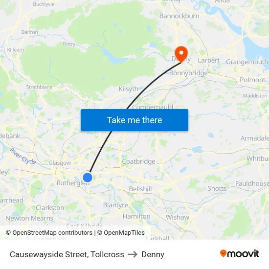 Causewayside Street, Tollcross to Denny map