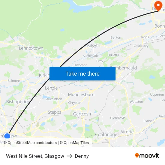 West Nile Street, Glasgow to Denny map