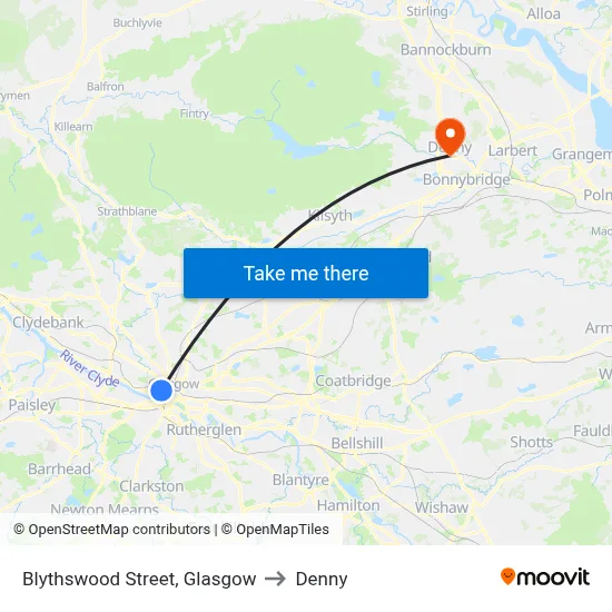 Blythswood Street, Glasgow to Denny map