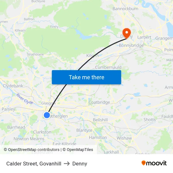 Calder Street, Govanhill to Denny map