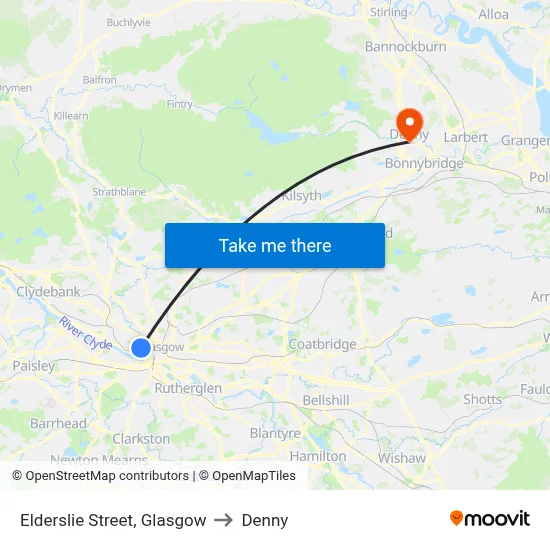 Elderslie Street, Glasgow to Denny map