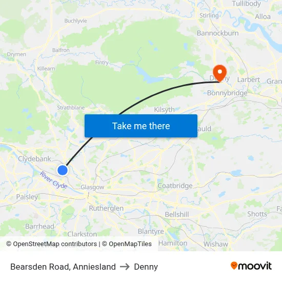 Bearsden Road, Anniesland to Denny map