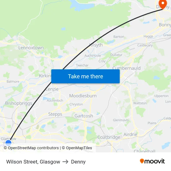 Wilson Street, Glasgow to Denny map