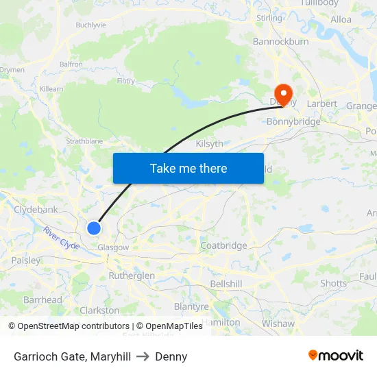 Garrioch Gate, Maryhill to Denny map