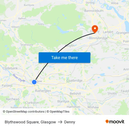 Blythswood Square, Glasgow to Denny map