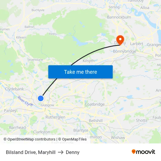 Bilsland Drive, Maryhill to Denny map