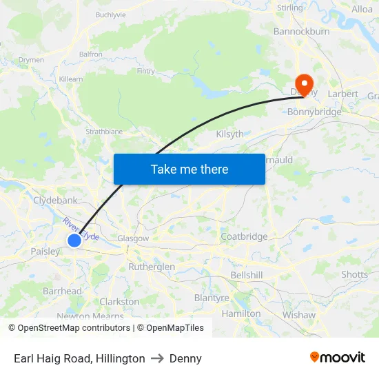 Earl Haig Road, Hillington to Denny map