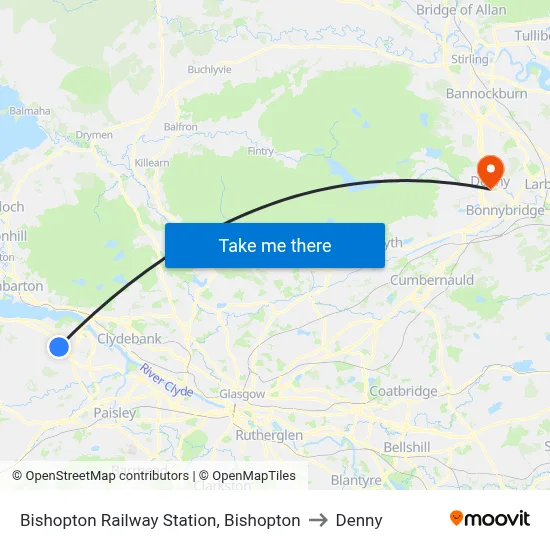 Bishopton Railway Station, Bishopton to Denny map