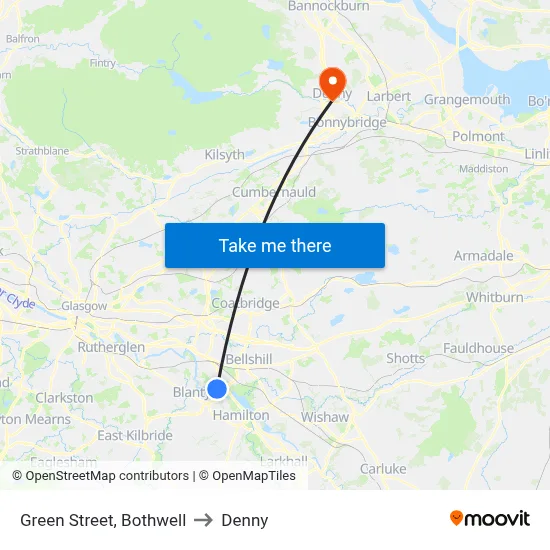 Green Street, Bothwell to Denny map