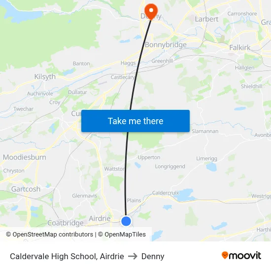 Caldervale High School, Airdrie to Denny map