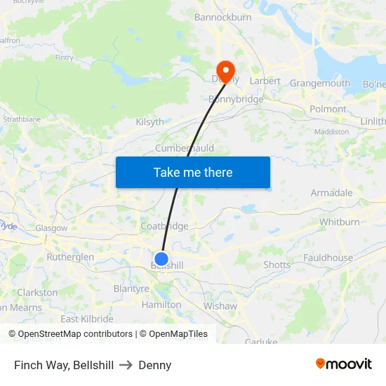 Finch Way, Bellshill to Denny map