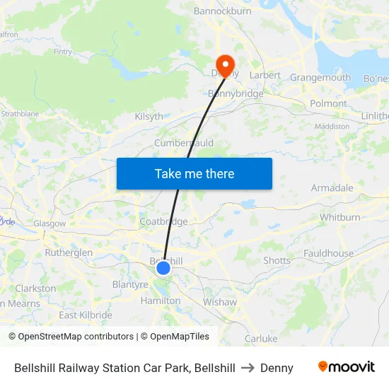 Bellshill Railway Station Car Park, Bellshill to Denny map