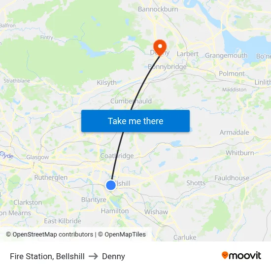 Fire Station, Bellshill to Denny map