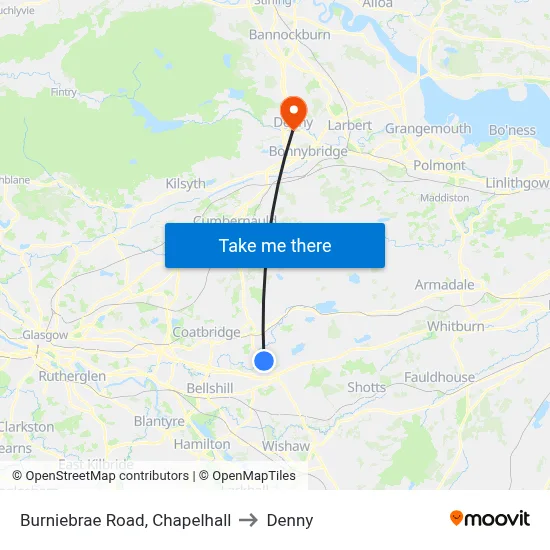 Burniebrae Road, Chapelhall to Denny map