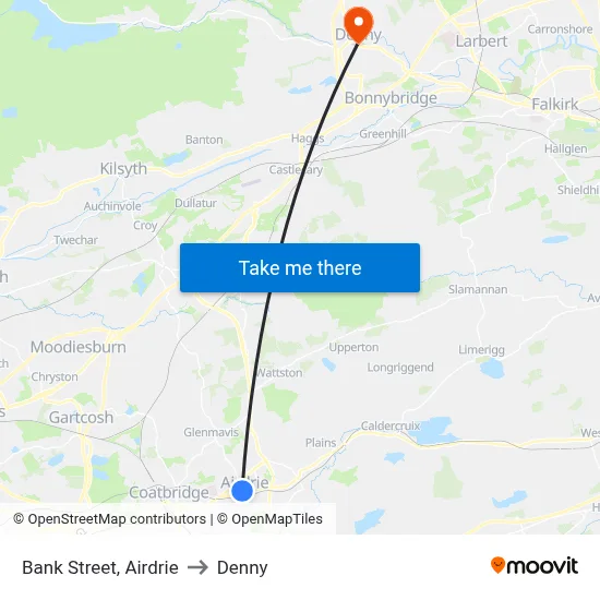 Bank Street, Airdrie to Denny map