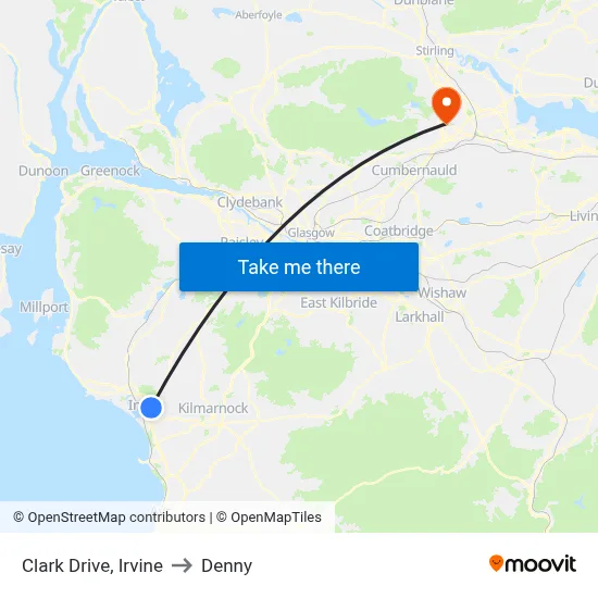 Clark Drive, Irvine to Denny map