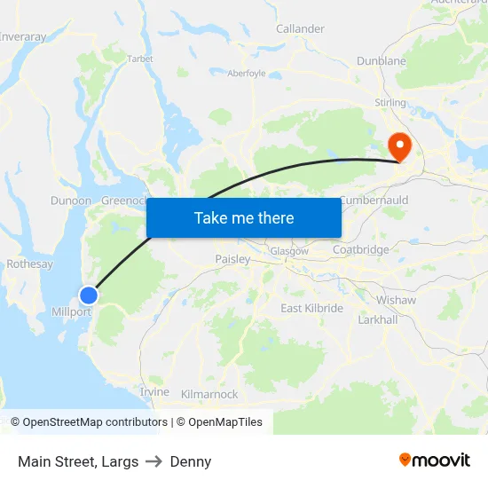 Main Street, Largs to Denny map