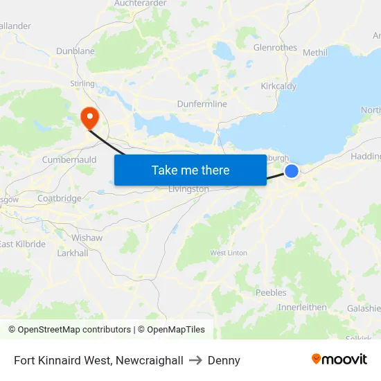 Fort Kinnaird West, Newcraighall to Denny map