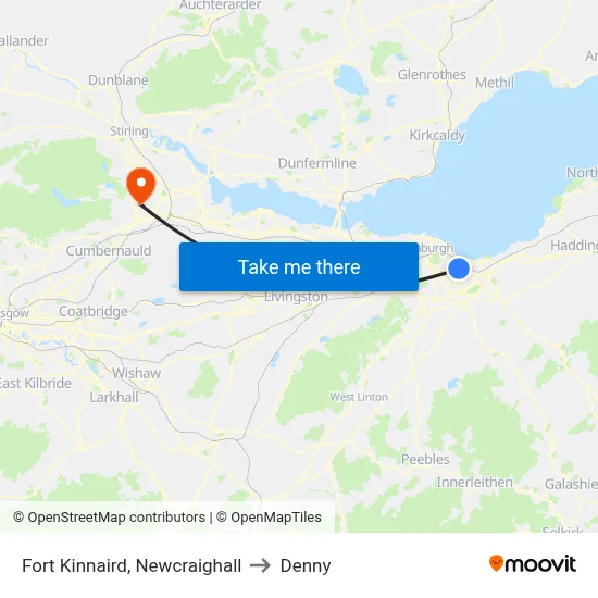Fort Kinnaird, Newcraighall to Denny map