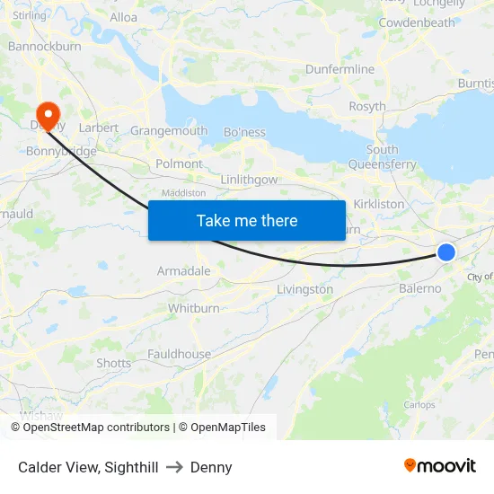 Calder View, Sighthill to Denny map