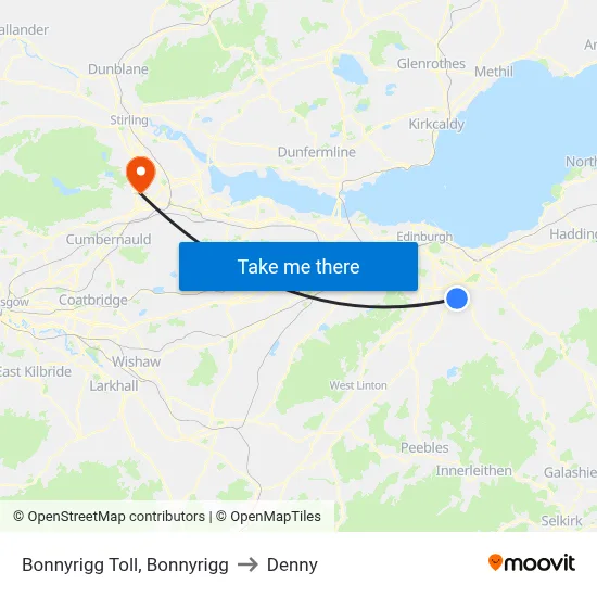 Bonnyrigg Toll, Bonnyrigg to Denny map
