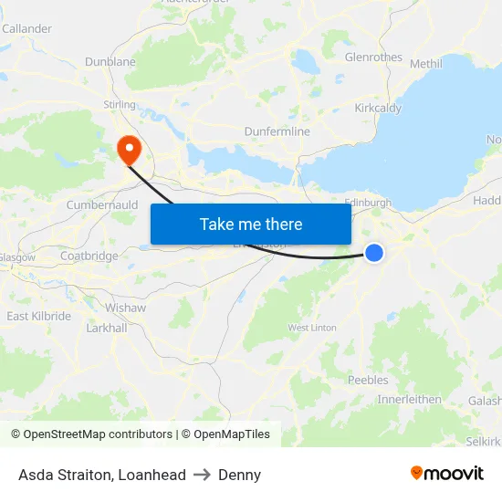 Asda Straiton, Loanhead to Denny map