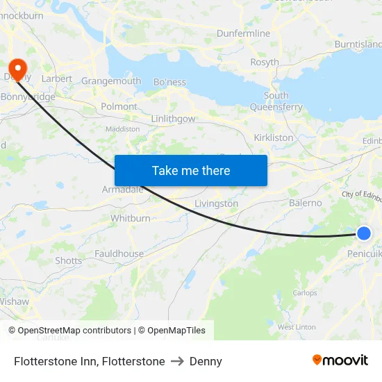 Flotterstone Inn, Flotterstone to Denny map