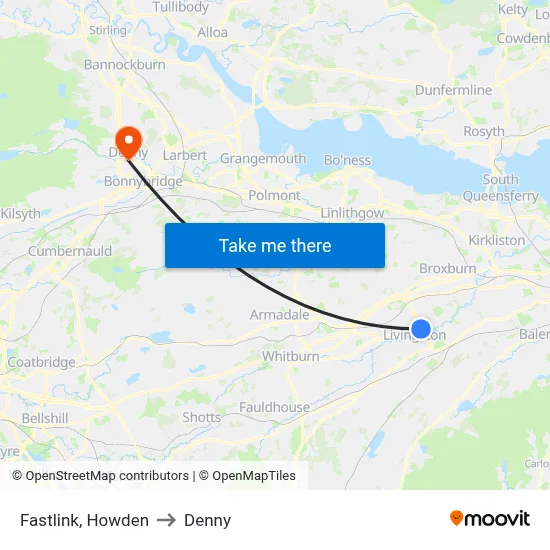 Fastlink, Howden to Denny map
