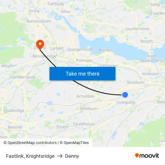 Fastlink, Knightsridge to Denny map